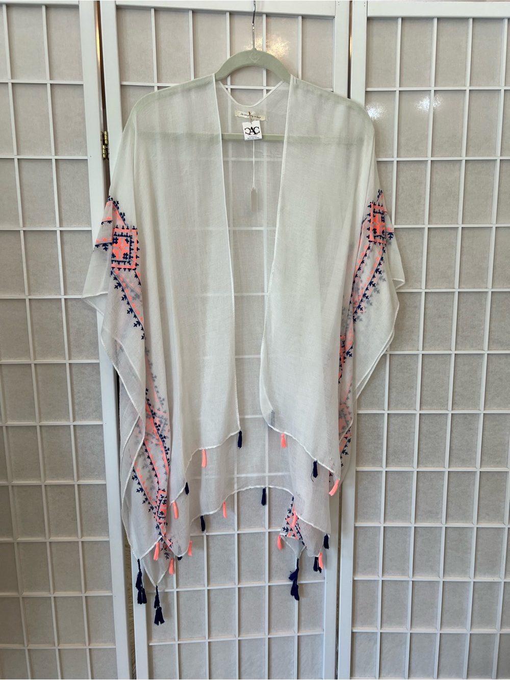 Do everything in love White & Coral Embroidered Swim Coverup